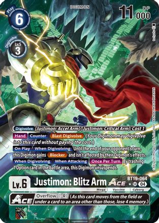 Justimon: Blitz Arm ACE (Alternate Art) (BT19-064) - Release Special Booster 2.5 Foil