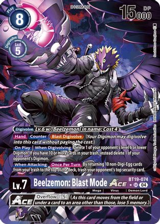 Beelzemon: Blast Mode ACE (Alternate Art) (BT19-074) - Release Special Booster 2.5 Foil