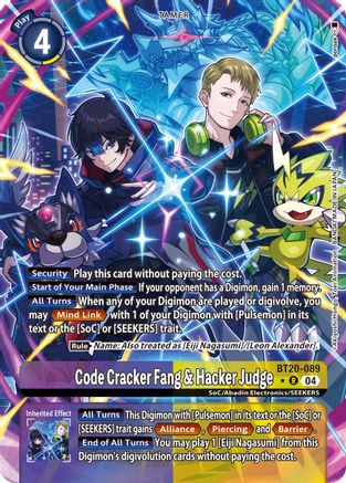 Code Cracker Fang & Hacker Judge (Alternate Art) (BT20-089) - Release Special Booster 2.5 Foil
