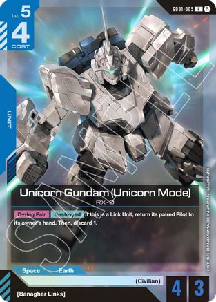 Unicorn Gundam (Unicorn Mode) GD01-005/undefined - Edition Beta Holofoil