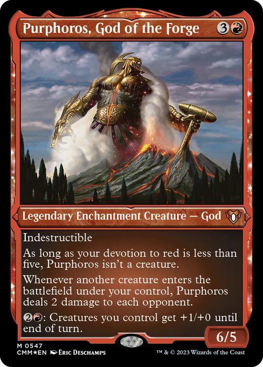 Purphoros, God of the Forge (CMM-547) - Commander Masters: (nyxtouched) Etched Foil