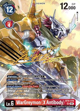 WarGreymon (X Antibody) (Rare Pull) (BT9-016) - World Convergence Foil