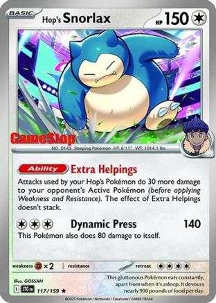 Hop's Snorlax - 117/159 (GameStop) (Cosmos Holo) 117 - Miscellaneous Cards & Products Holofoil