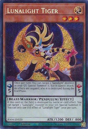 Lunalight Tiger (Secret Rare) (RA04-EN020) - Quarter Century Stampede 1st Edition