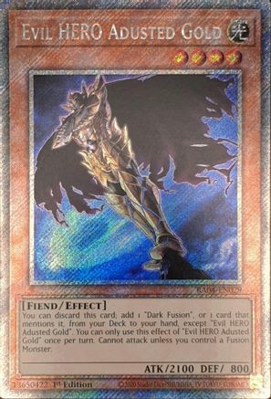 Evil HERO Adusted Gold (Platinum Secret Rare) (RA04-EN029) - Quarter Century Stampede 1st Edition