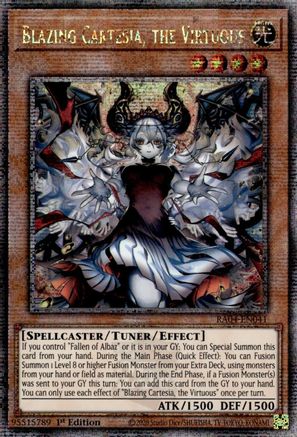 Blazing Cartesia, the Virtuous (New Art) (Quarter Century Secret Rare) (RA04-EN041) - Quarter Century Stampede 1st Edition