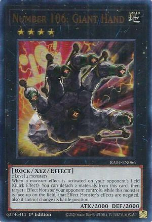 Number 106: Giant Hand (UR) (RA04-EN066) - Quarter Century Stampede 1st Edition