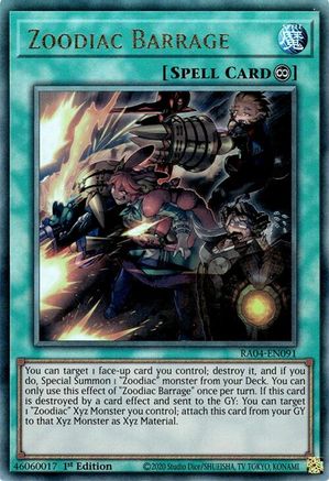 Zoodiac Barrage (Ultimate Rare) (RA04-EN091) - Quarter Century Stampede 1st Edition