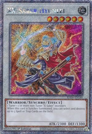 XX-Saber Hyunlei (Platinum Secret Rare) (RA04-EN140) - Quarter Century Stampede 1st Edition