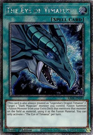 The Eye of Timaeus (Platinum Secret Rare) (RA04-EN192) - Quarter Century Stampede 1st Edition
