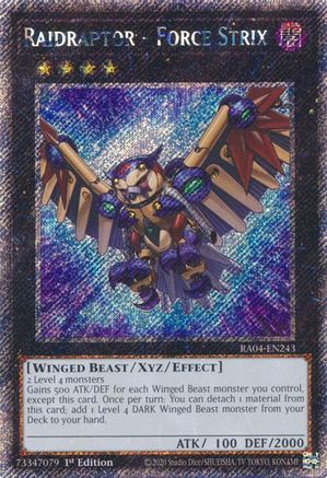 Raidraptor - Force Strix (Platinum Secret Rare) (RA04-EN243) - Quarter Century Stampede 1st Edition