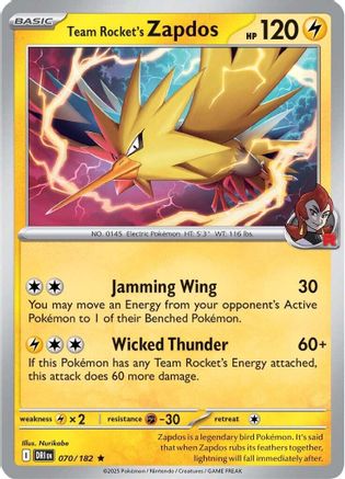 Team Rocket's Zapdos 70 - SV10 Destined Rivals Holofoil