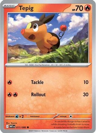 Tepig 11 - SV White Flare Reverse Holofoil