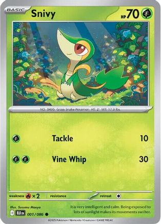 Snivy 1 - SV Black Bolt Reverse Holofoil