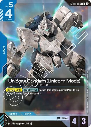 Unicorn Gundam (Unicorn Mode) GD01-005/undefined - Newtype Rising Holofoil
