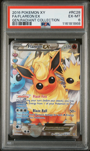 2016 POKEMON XY GENERATIONS RADIANT COLLECTION #RC28 FA/FLAREON EX GEN.RADIANT COLLECTION PSA 6