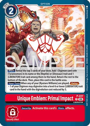 Unique Emblem: Primal Impact (Dawn of Liberator Box Topper) (P) - Digimon Promotion Cards Foil