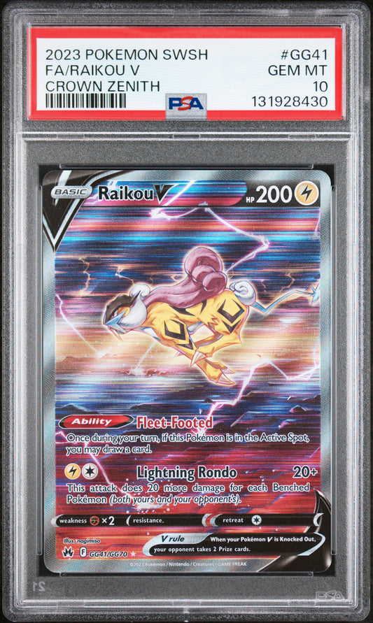 Raikou V Full Art #GG41 PSA 10