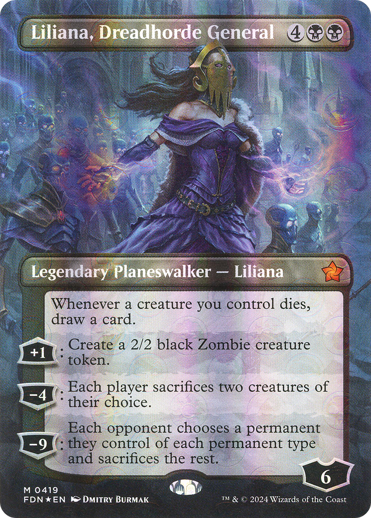 Liliana, Dreadhorde General (FDN-419) - Foundations (Borderless) Foil