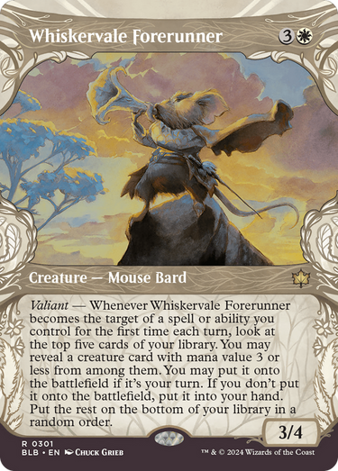 Whiskervale Forerunner (Showcase) (BLB-301) - Bloomburrow: (Showcase) (Borderless) Foil
