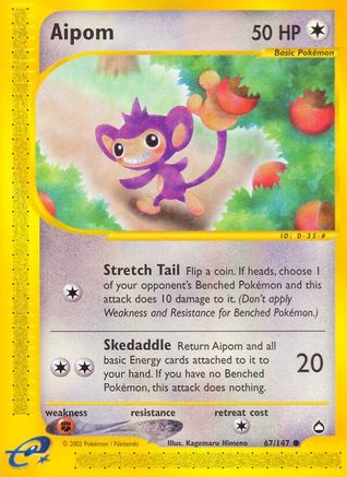 Aipom 67/147 - Aquapolis Reverse Holofoil
