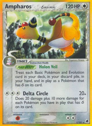 Ampharos (Delta Species) 1/101 - Dragon Frontiers Holofoil