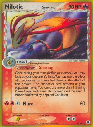 Milotic δ 5/101 - Dragon Frontiers Reverse Holofoil