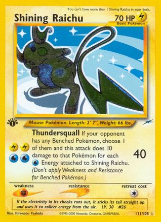 Shining Raichu/105 - Neo Destiny 1st Edition Holofoil