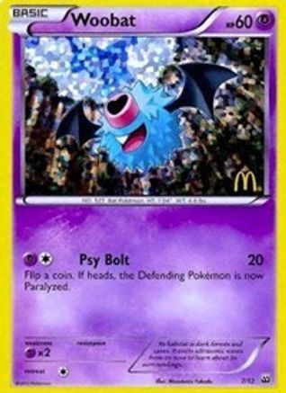 Woobat - 7/12 7/12 - McDonalds Promos 2012 Holofoil