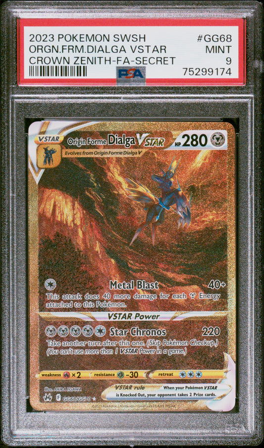 Origin Forme Dialga Vstar Gold Secret Rare Crown Zenith #GG68 PSA 9
