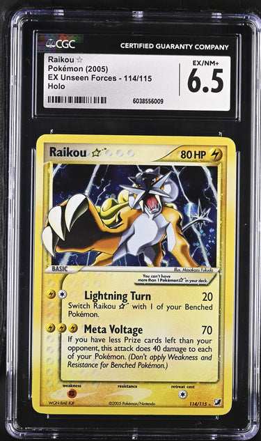 Raikou Gold Star Holo EX Unseen Forces 114/115 CGC 6.5