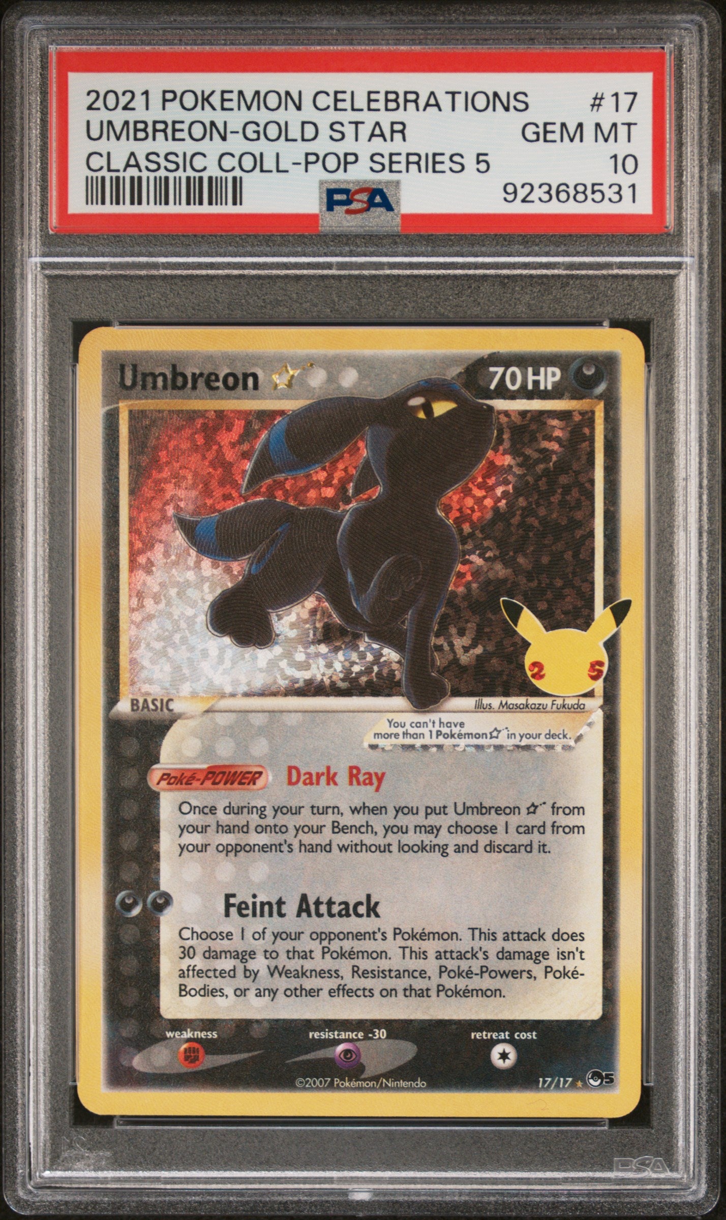 Umbreon Gold Star Celebrations Holo PSA 10