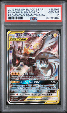 Pikachu & Zekrom GX Tag Team Tins Full Art #SM168 PSA 10