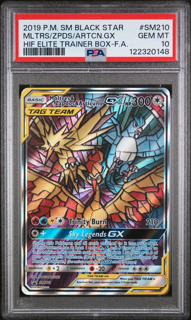 Moltres & Zapdos & Articuno GX Alternate Art S&M Black Star Promo #SM210 PSA 10