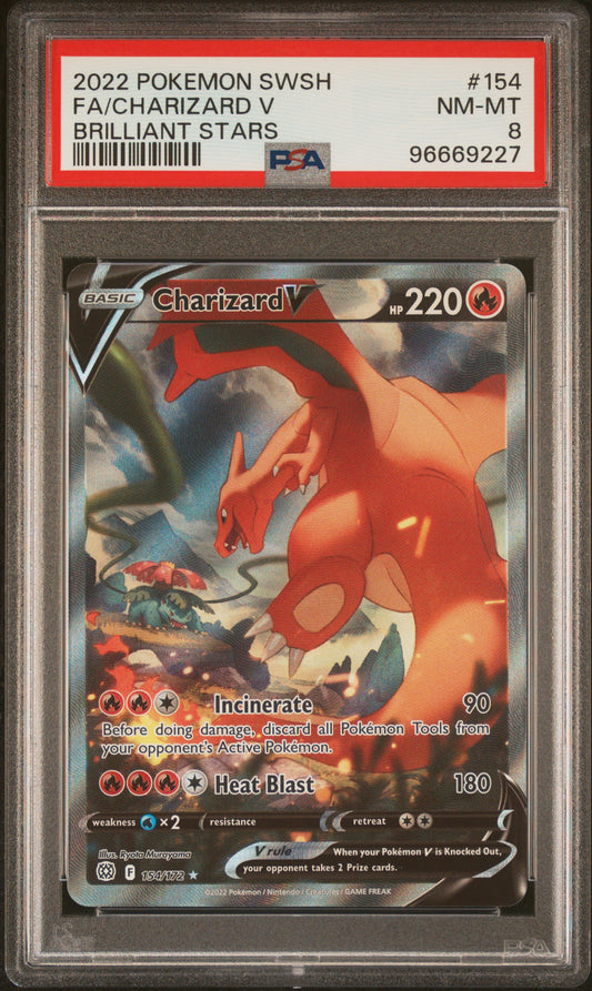 [Consignment] Charizard V Alternate Art Brilliant Stars #154 PSA 8