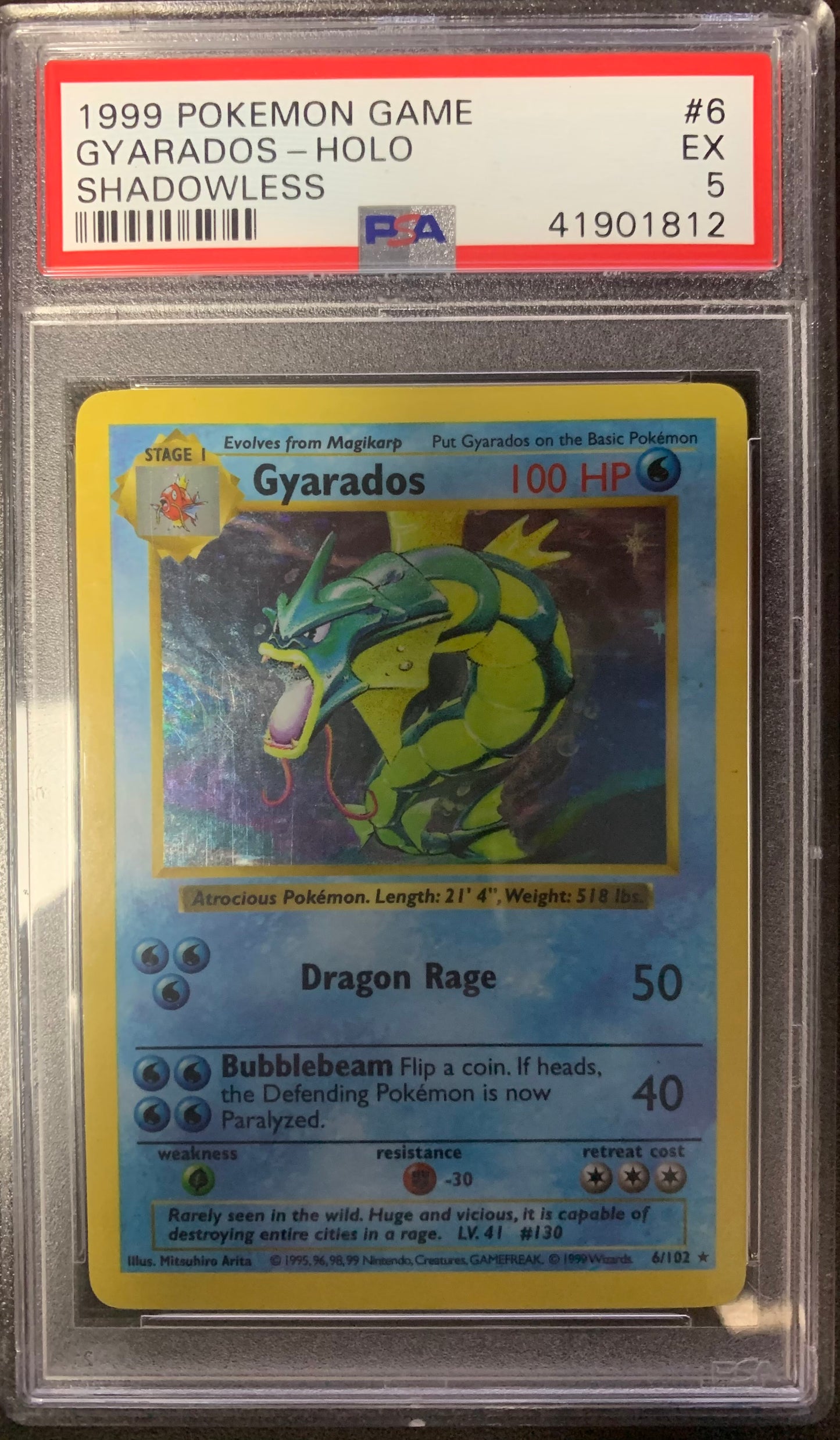 Gyarados Holo Shadowless Unlimited PSA 5