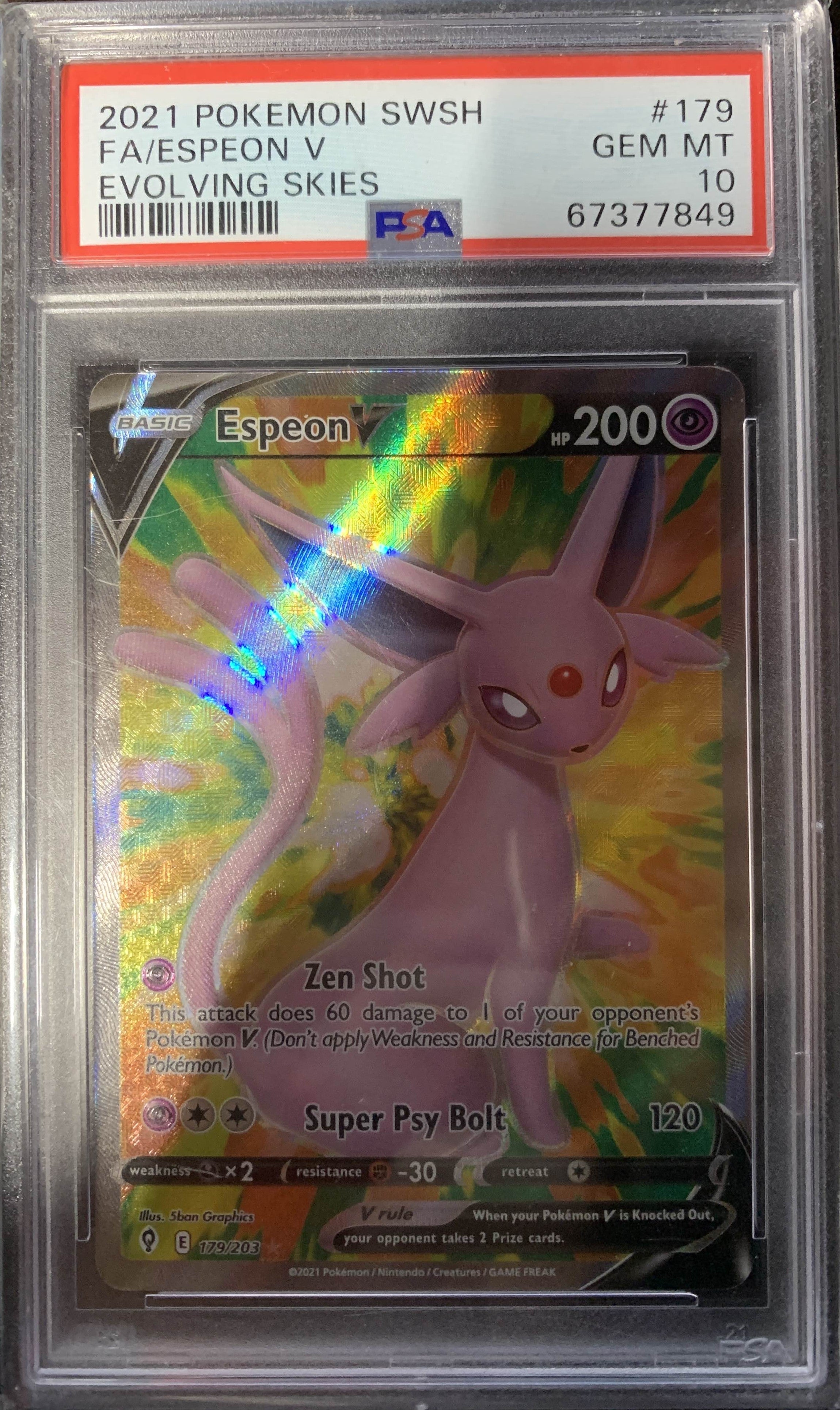 2021 Pokemon shops Evolving Skies Espeon V Full Art PSA 10