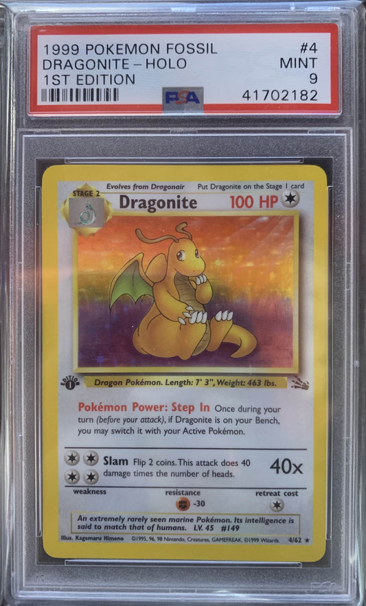 Dragonite Holo 1st Edition Fossil PSA 9