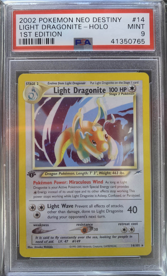 Light Dragonite Holo 1st Edition Neo Destiny PSA 9