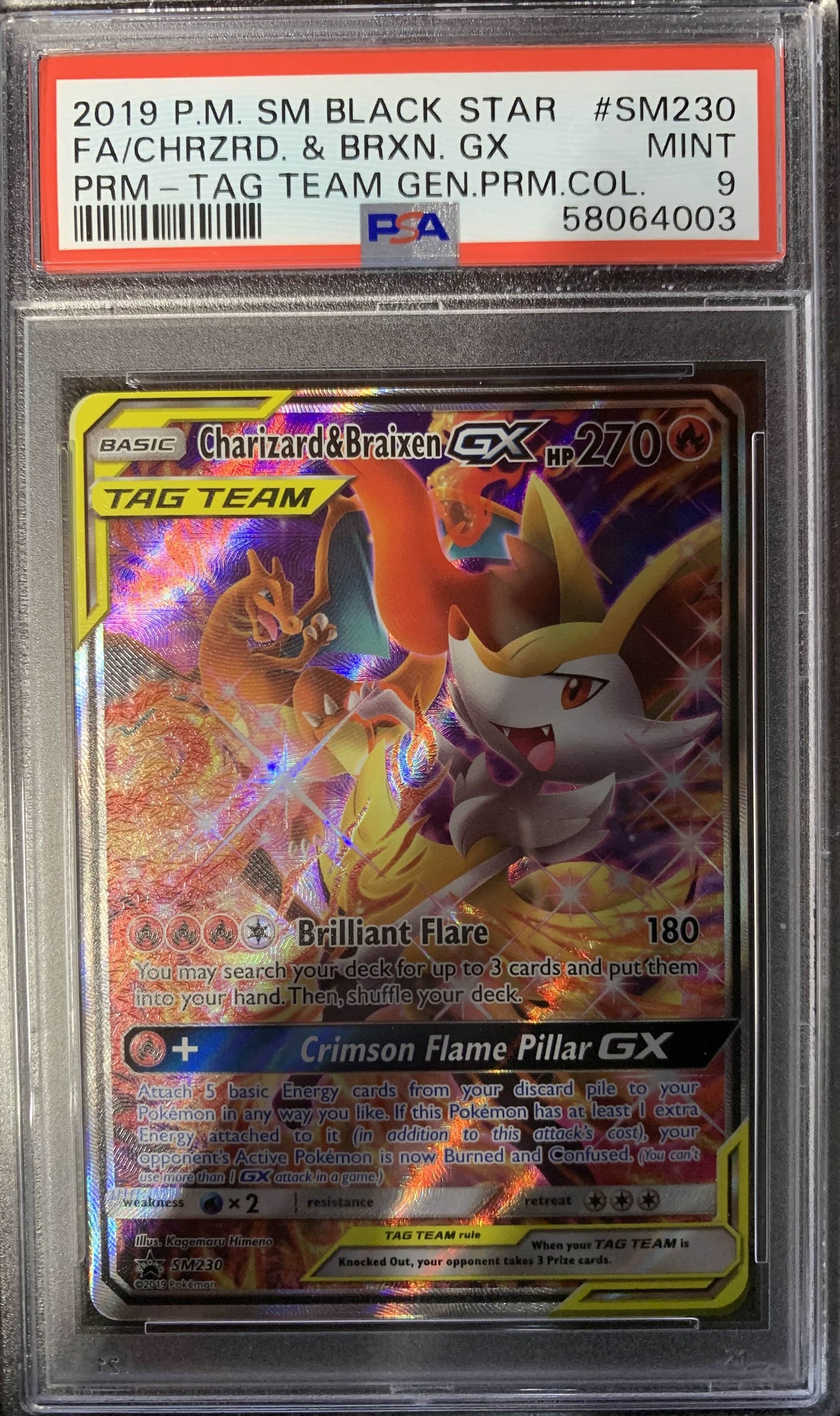 [Consignment] Charizard & Braixen GX Alt Art Promo PSA 9