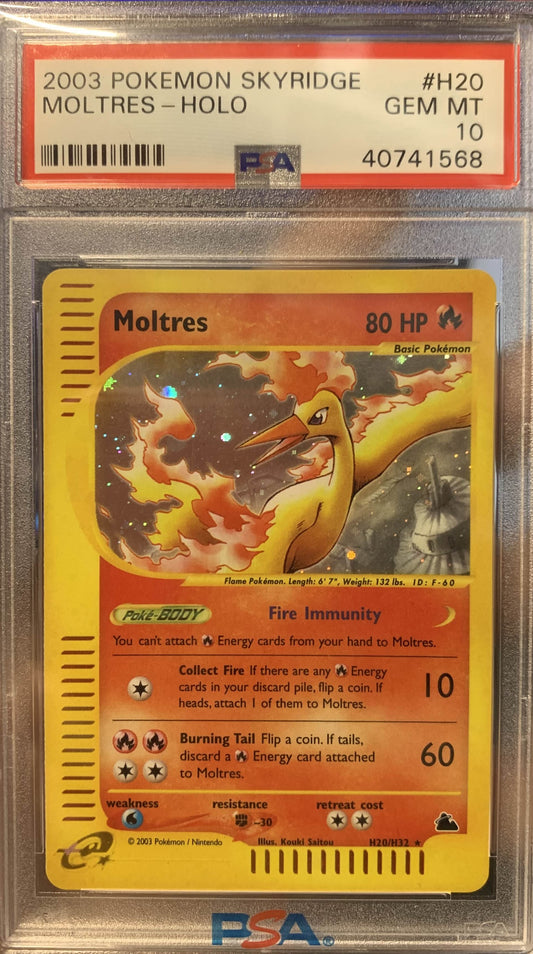 Moltres Skyridge Holo #H20 PSA 10
