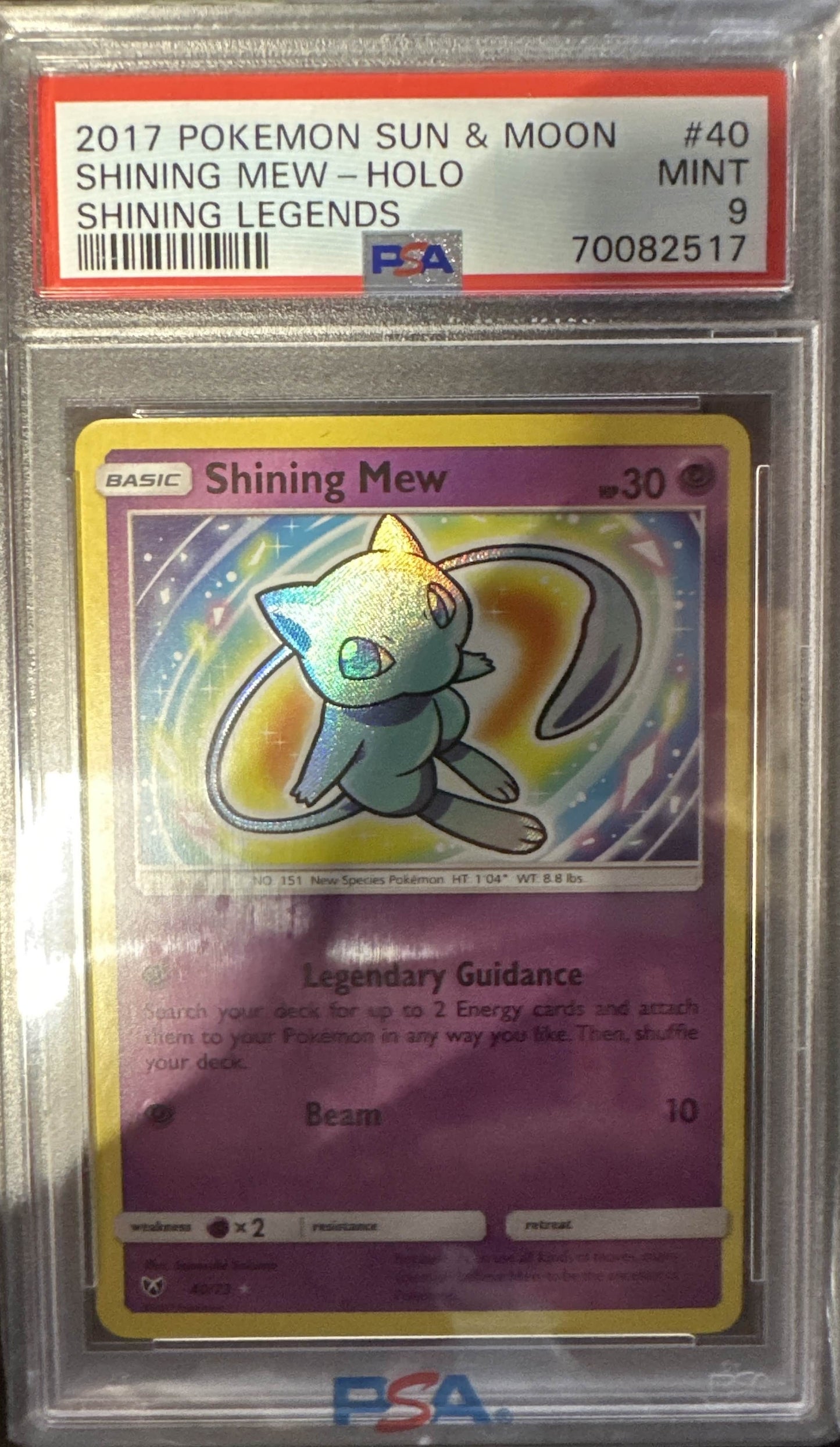 Shining Mew Shining Legends Holo #40 PSA 9