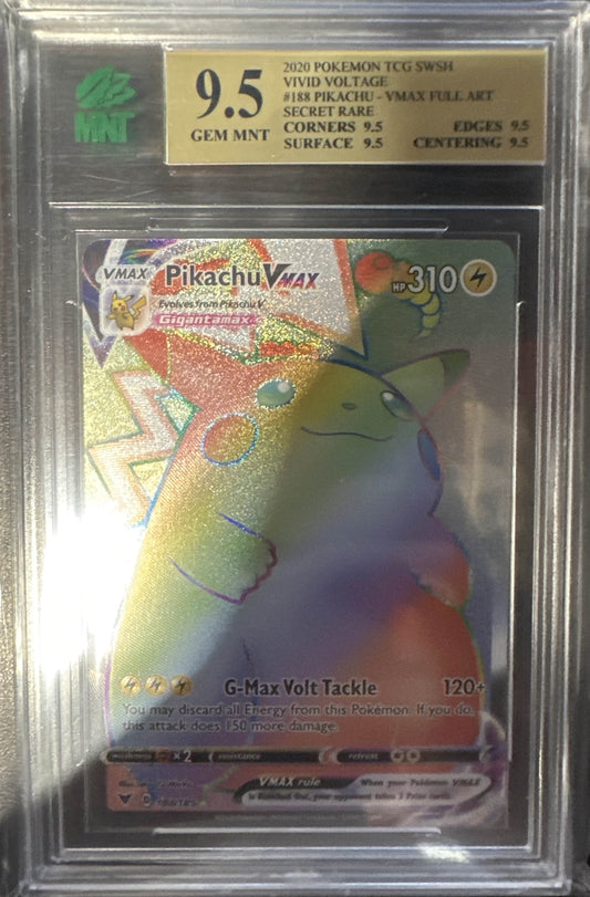 Pikachu VMAX Rainbow Rare Vivid Voltage #188 MNT 9.5