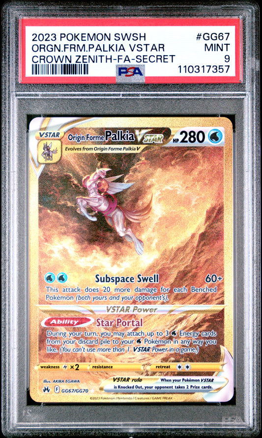 Origin Forme Palkia Vstar Gold Secret Rare Crown Zenith #GG67 PSA 9