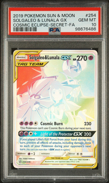 Solgaleo & Lunala GX Secret Full Art #254 PSA 10