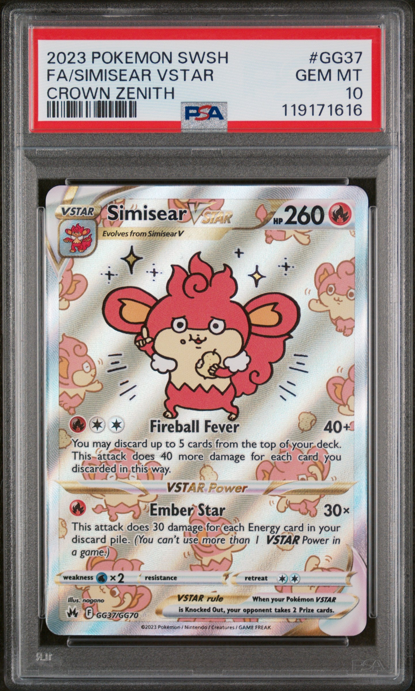 Simisear VSTAR Alternate Art Galarian Gallery #GG37 PSA 10