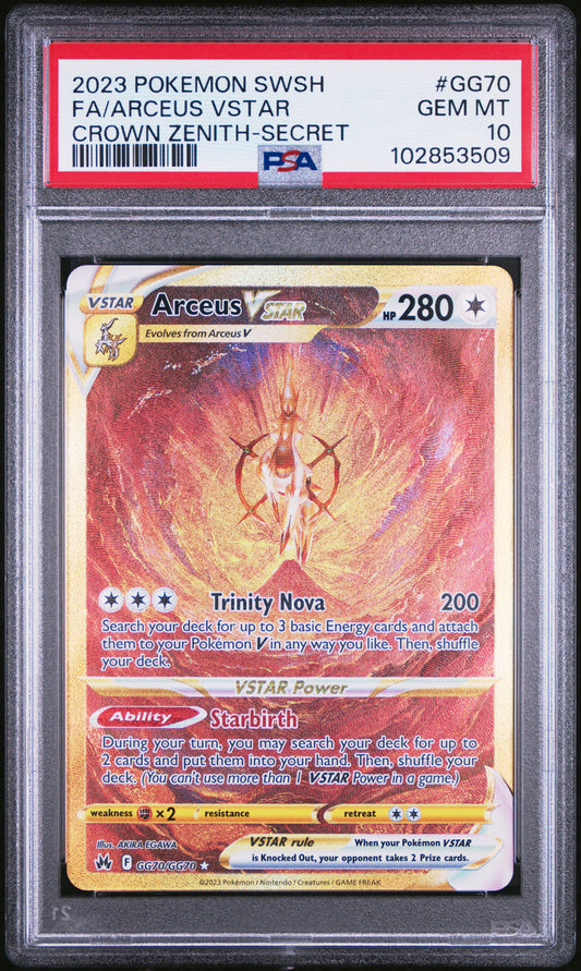 Arceus VSTAR Gold Secret Rare Crown Zenith GG70 PSA 10