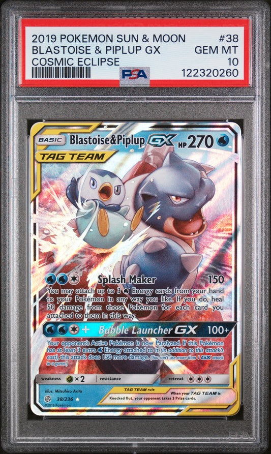 Blastoise & Piplup GX #38 PSA 10