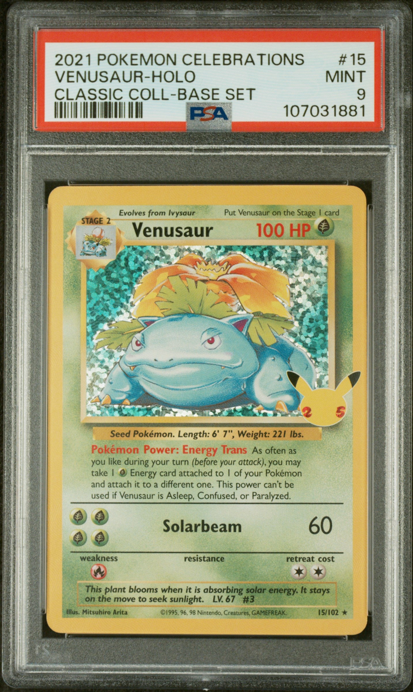 Venusaur Celebrations Holo PSA 9