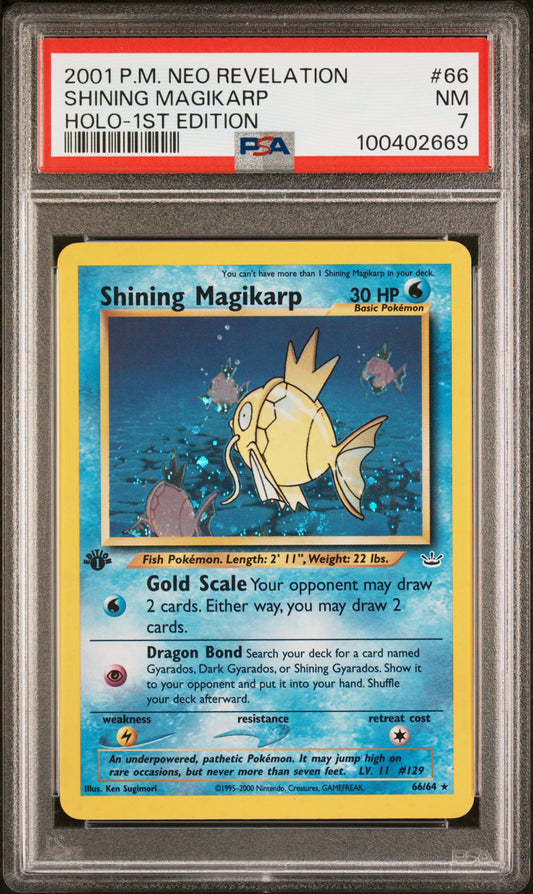 Shining Magikarp 1st Edition Neo Revelation PSA 7